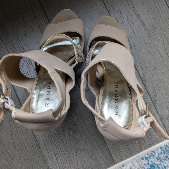 Rampage 4" Snakeskin Tan Cream Suede Open-Toe Heels, Size 7.5 - Picture 9 of 9